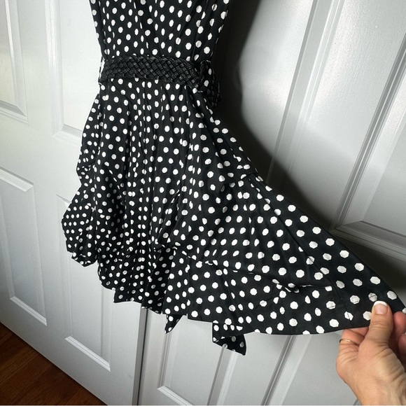 IZ Byer Black and White Polkadot Dress Size S with Cap Sleeves - Picture 5 of 12